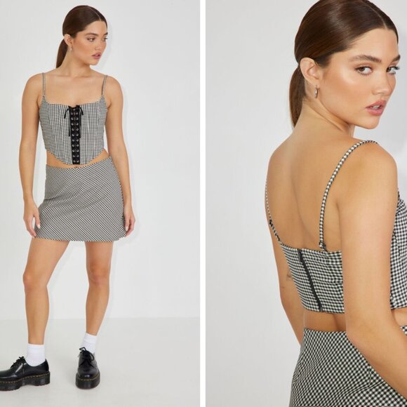*Garage Alice Lace Up Black and White Bustier NWT - Picture 3 of 10